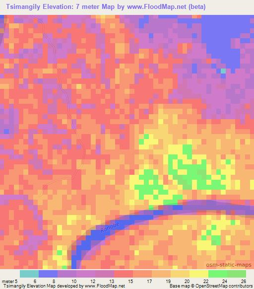 Tsimangily,Madagascar Elevation Map