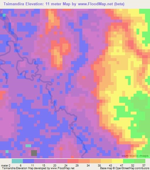 Tsimandira,Madagascar Elevation Map