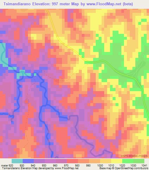 Tsimandiarano,Madagascar Elevation Map