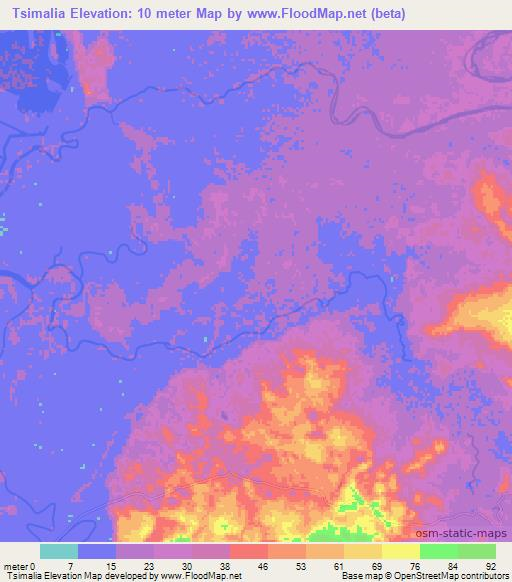 Tsimalia,Madagascar Elevation Map