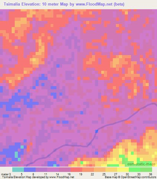 Tsimalia,Madagascar Elevation Map
