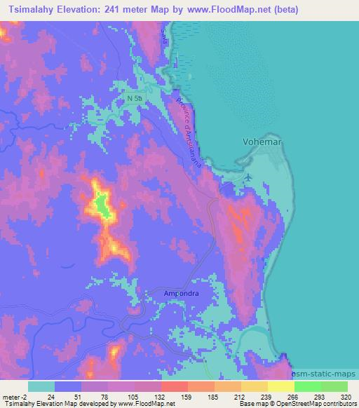 Tsimalahy,Madagascar Elevation Map