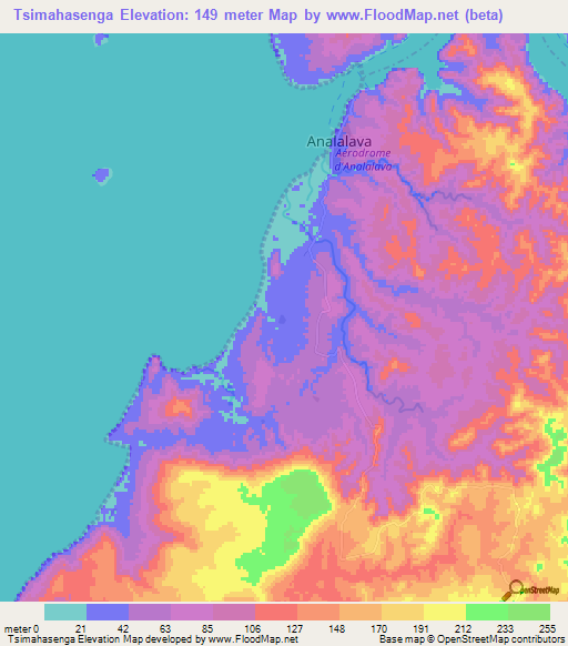 Tsimahasenga,Madagascar Elevation Map