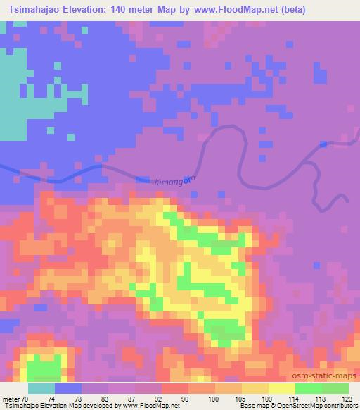 Tsimahajao,Madagascar Elevation Map