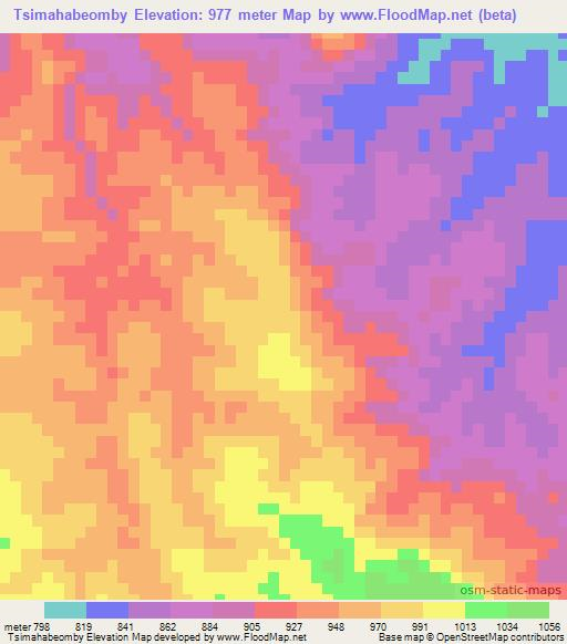 Tsimahabeomby,Madagascar Elevation Map