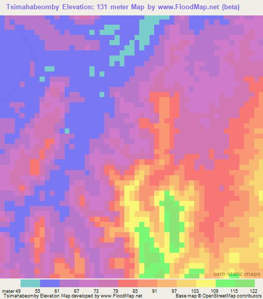Tsimahabeomby,Madagascar Elevation Map
