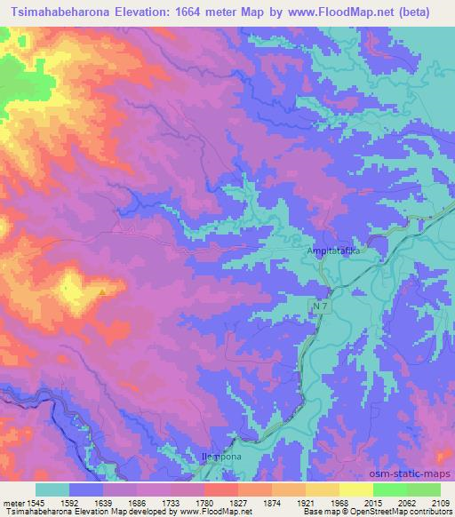 Tsimahabeharona,Madagascar Elevation Map
