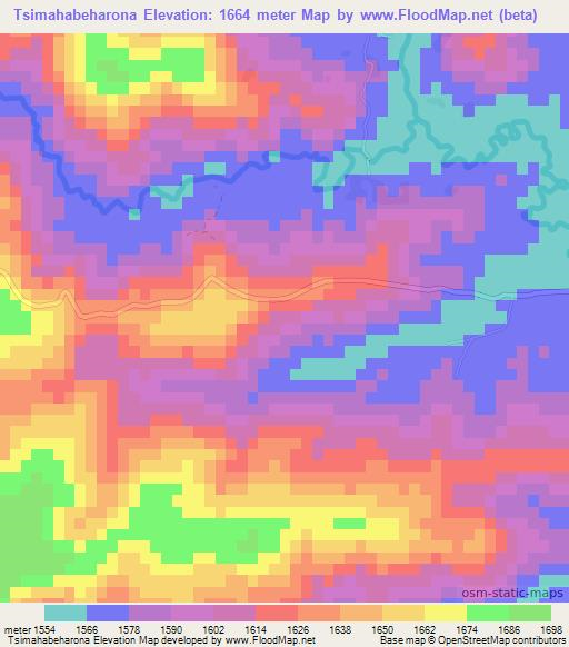 Tsimahabeharona,Madagascar Elevation Map