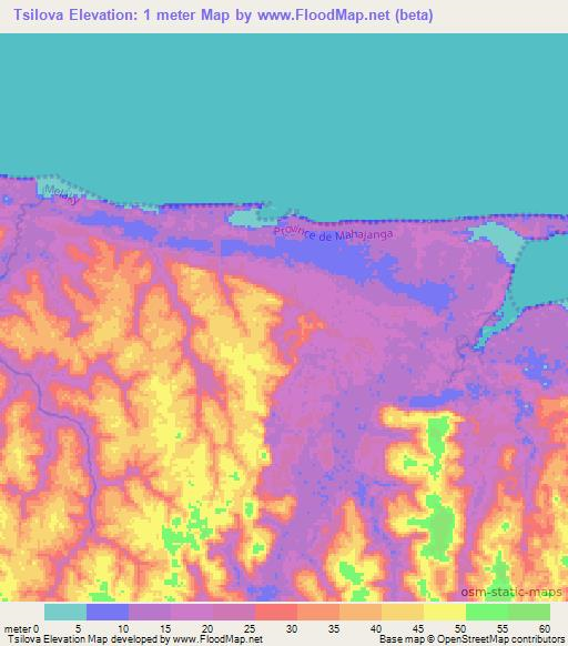 Tsilova,Madagascar Elevation Map