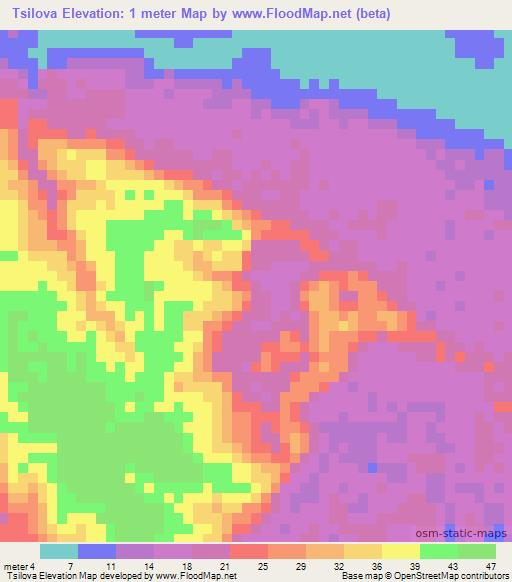 Tsilova,Madagascar Elevation Map