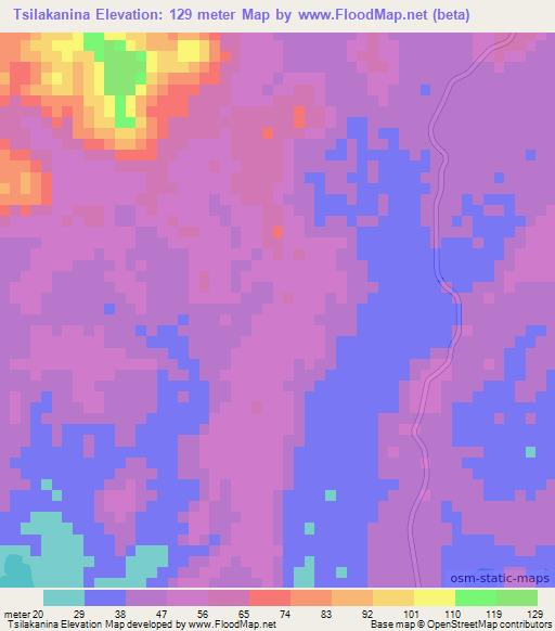 Tsilakanina,Madagascar Elevation Map