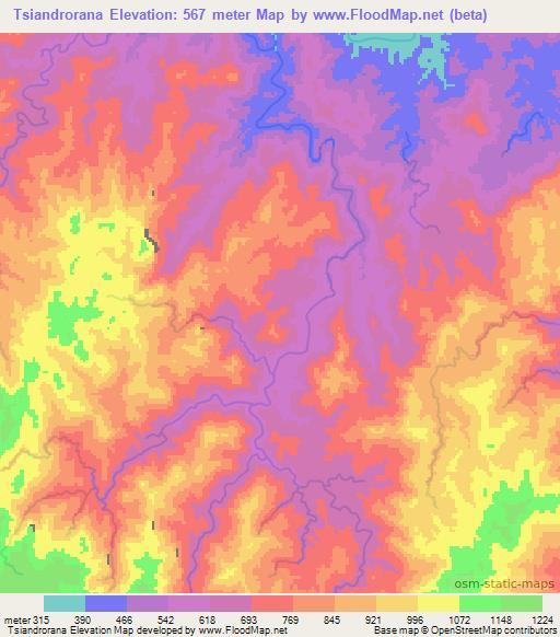 Tsiandrorana,Madagascar Elevation Map