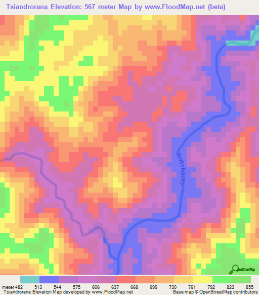 Tsiandrorana,Madagascar Elevation Map
