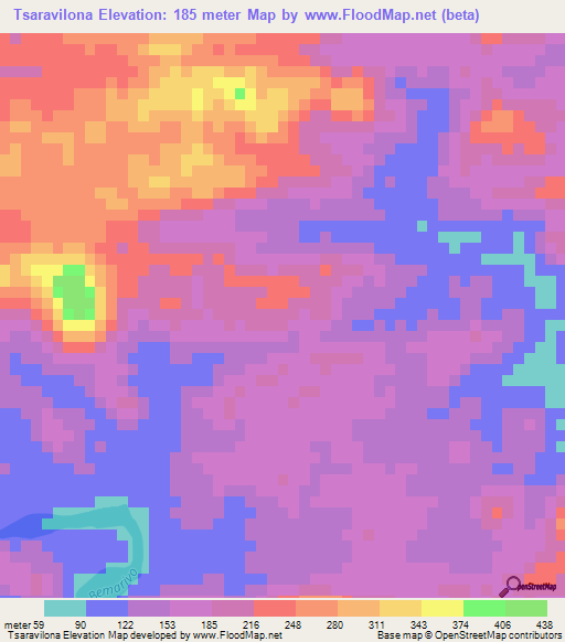 Tsaravilona,Madagascar Elevation Map
