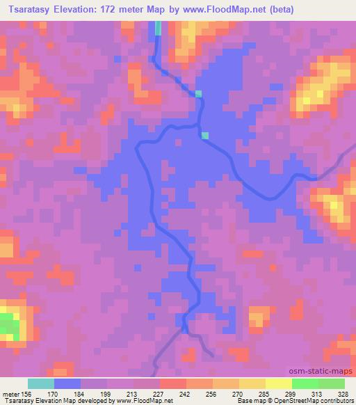 Tsaratasy,Madagascar Elevation Map