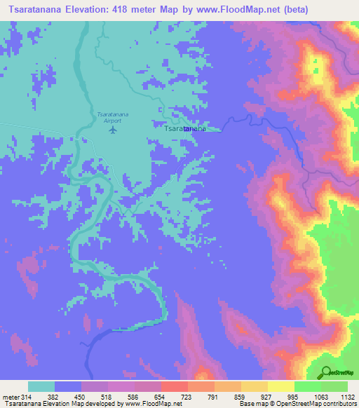 Tsaratanana,Madagascar Elevation Map