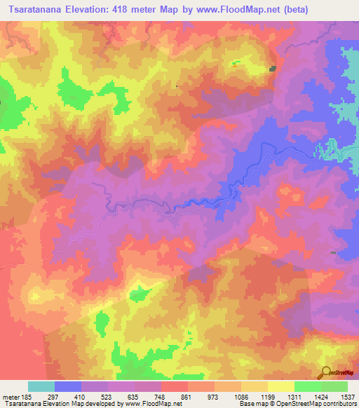 Tsaratanana,Madagascar Elevation Map