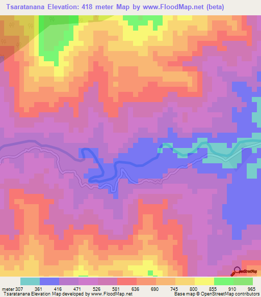 Tsaratanana,Madagascar Elevation Map