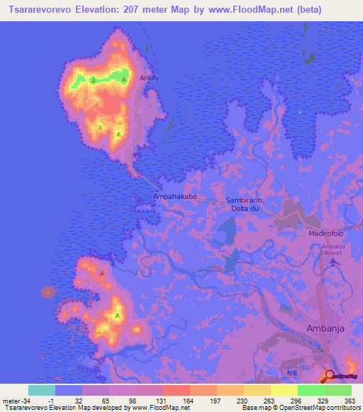 Tsararevorevo,Madagascar Elevation Map