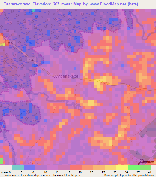 Tsararevorevo,Madagascar Elevation Map