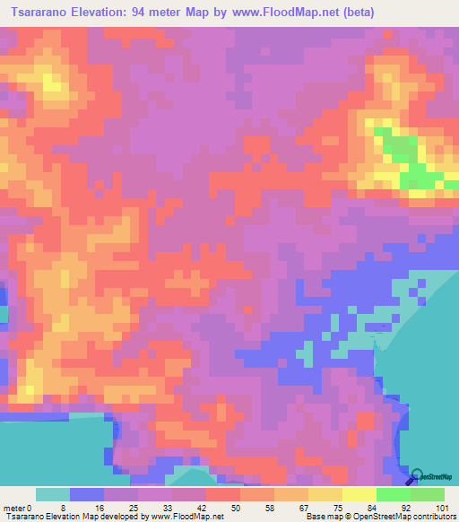 Tsararano,Madagascar Elevation Map