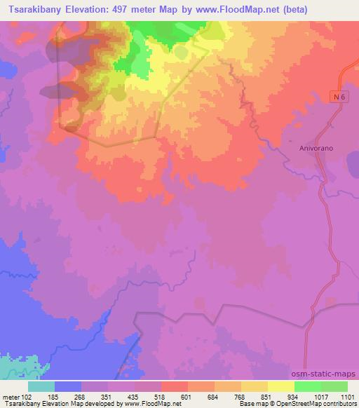 Tsarakibany,Madagascar Elevation Map