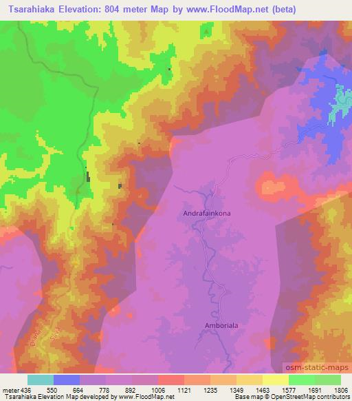 Tsarahiaka,Madagascar Elevation Map