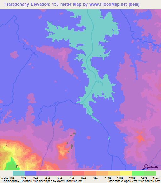 Tsaradohany,Madagascar Elevation Map