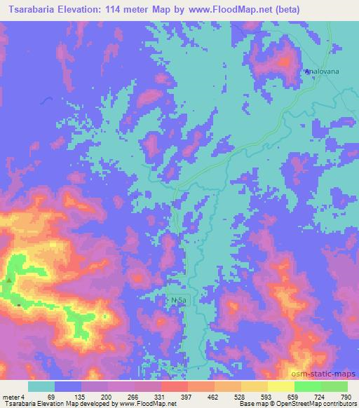 Tsarabaria,Madagascar Elevation Map