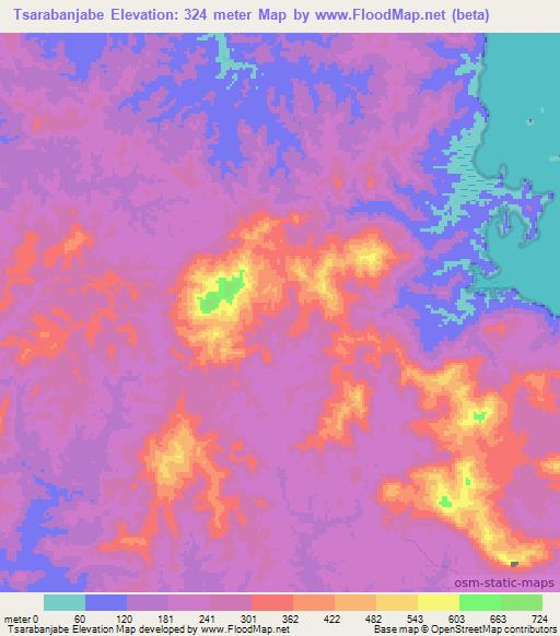 Tsarabanjabe,Madagascar Elevation Map