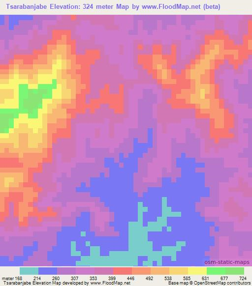 Tsarabanjabe,Madagascar Elevation Map