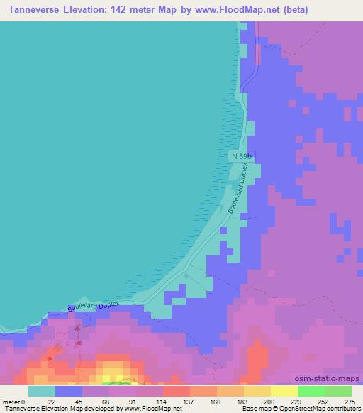 Tanneverse,Madagascar Elevation Map