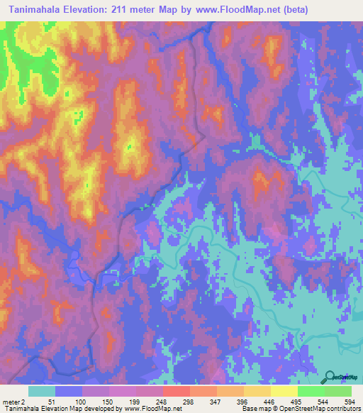 Tanimahala,Madagascar Elevation Map
