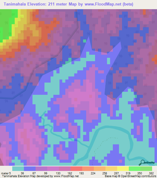 Tanimahala,Madagascar Elevation Map