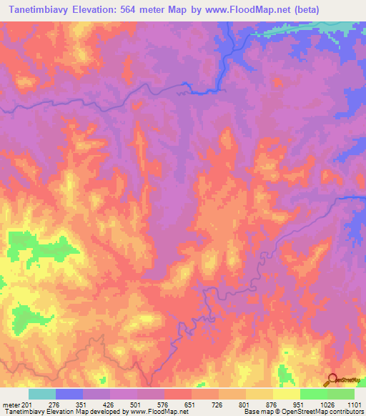 Tanetimbiavy,Madagascar Elevation Map