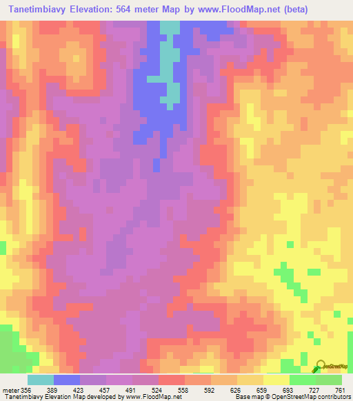 Tanetimbiavy,Madagascar Elevation Map