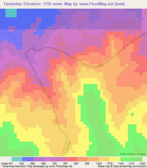 Tanambao,Madagascar Elevation Map
