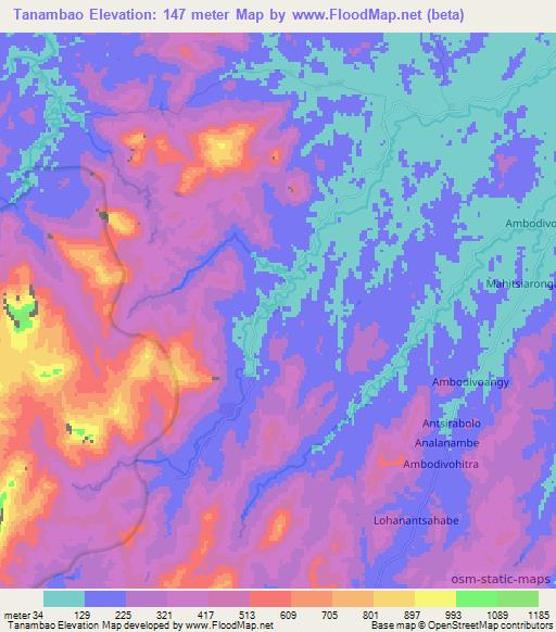 Tanambao,Madagascar Elevation Map