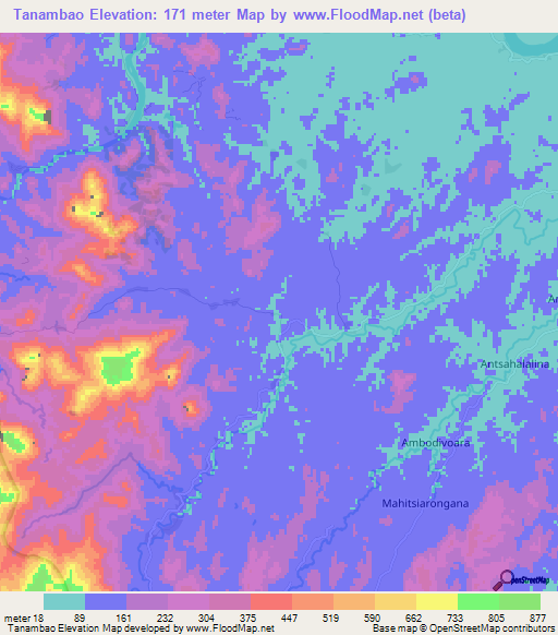 Tanambao,Madagascar Elevation Map
