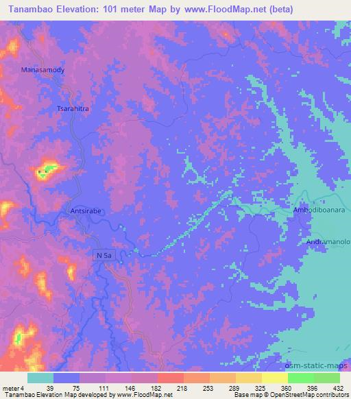 Tanambao,Madagascar Elevation Map