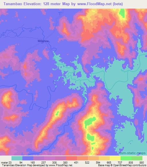 Tanambao,Madagascar Elevation Map