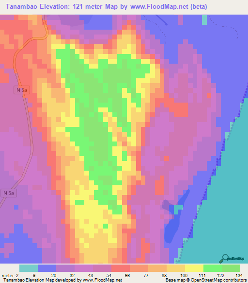 Tanambao,Madagascar Elevation Map