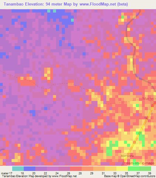 Tanambao,Madagascar Elevation Map