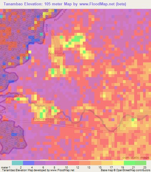 Tanambao,Madagascar Elevation Map