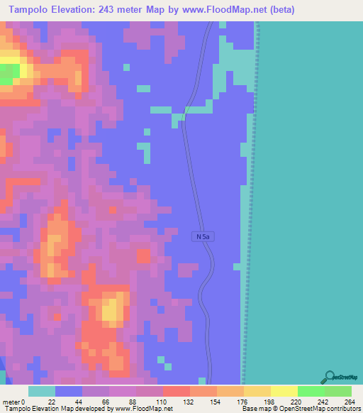 Tampolo,Madagascar Elevation Map
