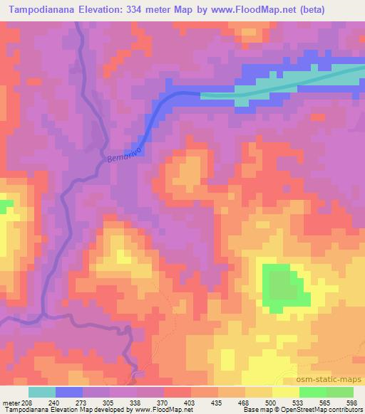 Tampodianana,Madagascar Elevation Map