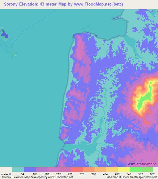 Sorony,Madagascar Elevation Map