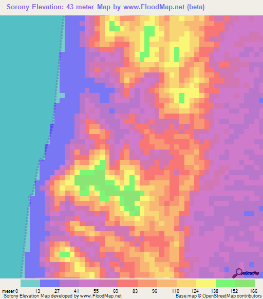 Sorony,Madagascar Elevation Map