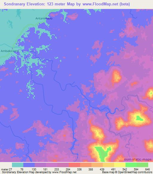 Sondranary,Madagascar Elevation Map