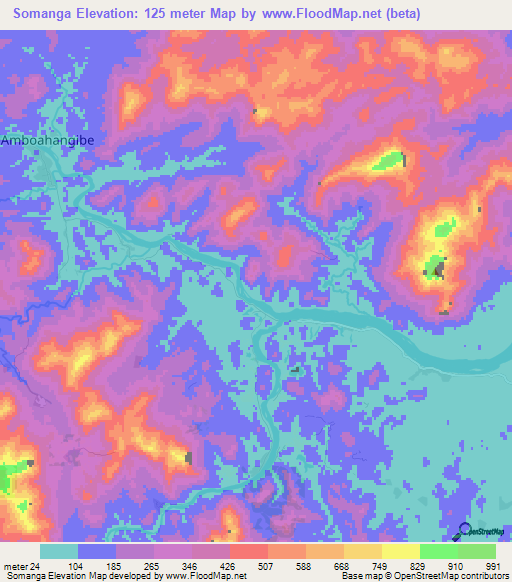 Somanga,Madagascar Elevation Map
